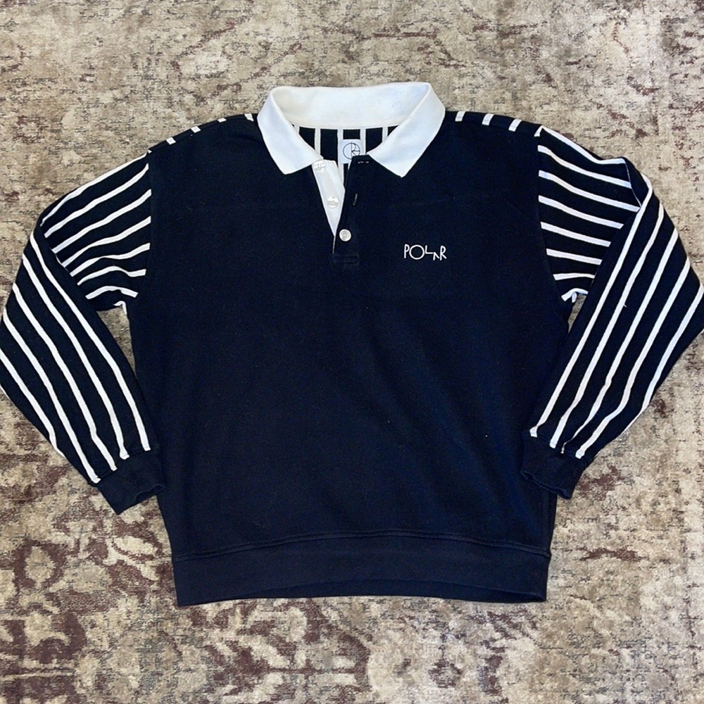 Polar Skate Co Stripe Sleeve Polo Sweatshirt